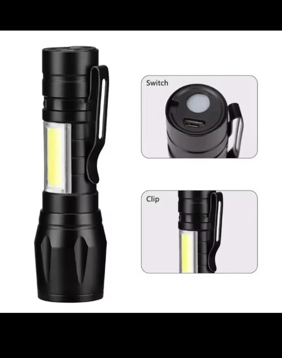 Latarka LED COB kieszonkowa