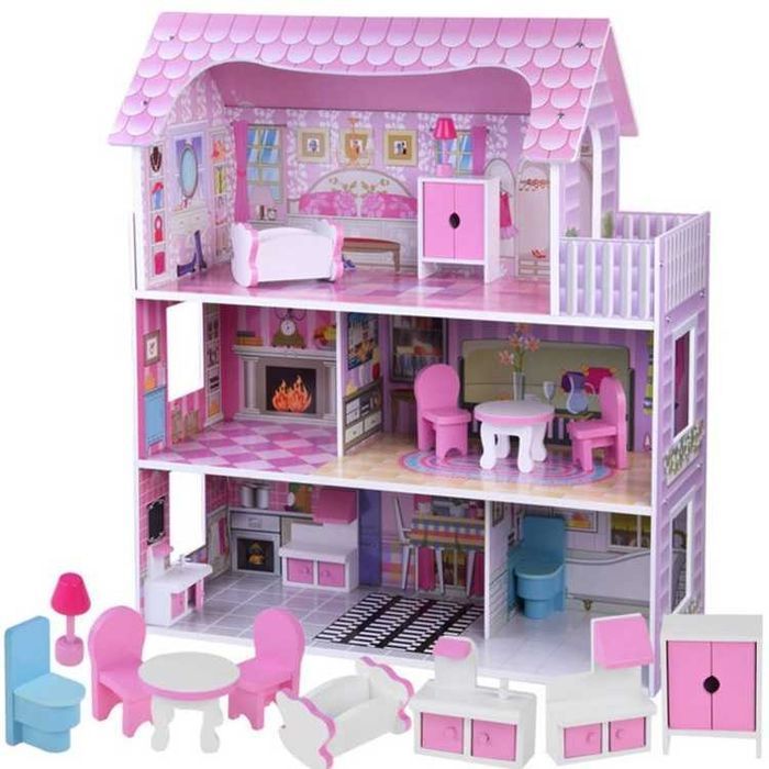 Domek dla lalek z meblami + lalki