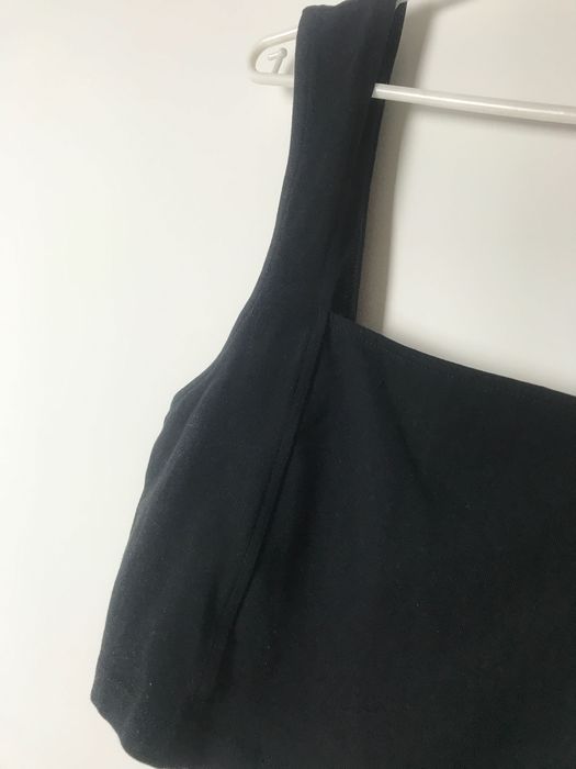 Czarny bawełniany crop top z kwadratowym dekoltem, basic asos