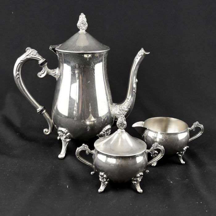 Serviço de Café de 3 peças Metal prateado / casquinha