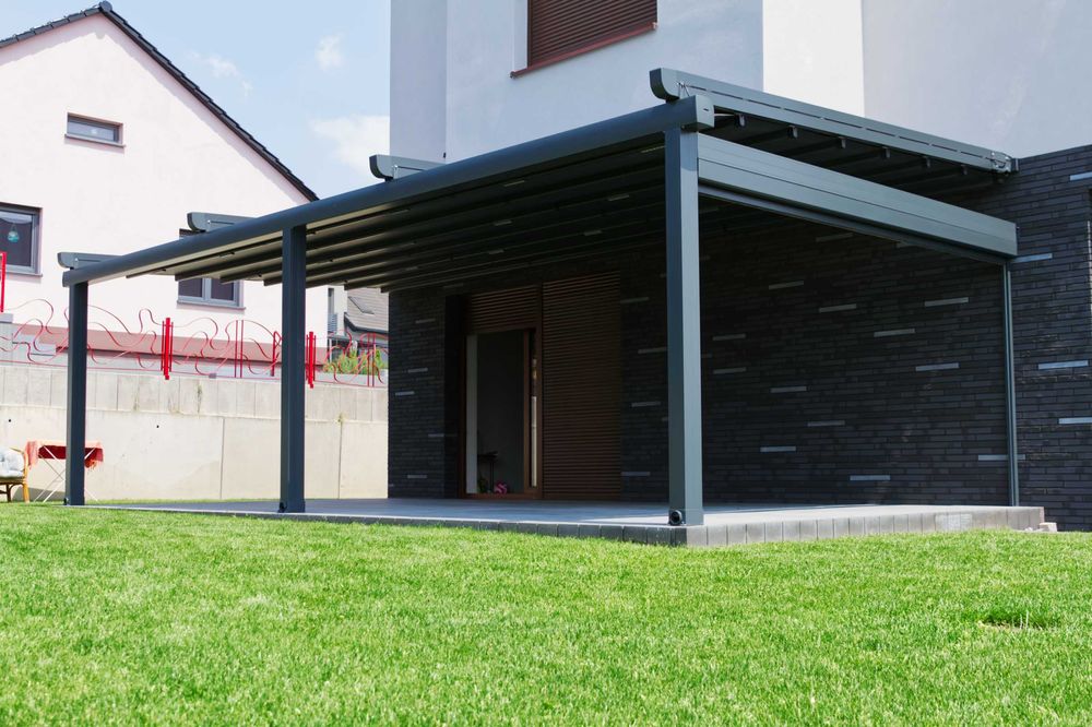 Pergola aluminiowa na wymiar | Dach automatyczny, otwierany, wodoodporna tkanina PVC | LED | Rolety ZIP | Montaż