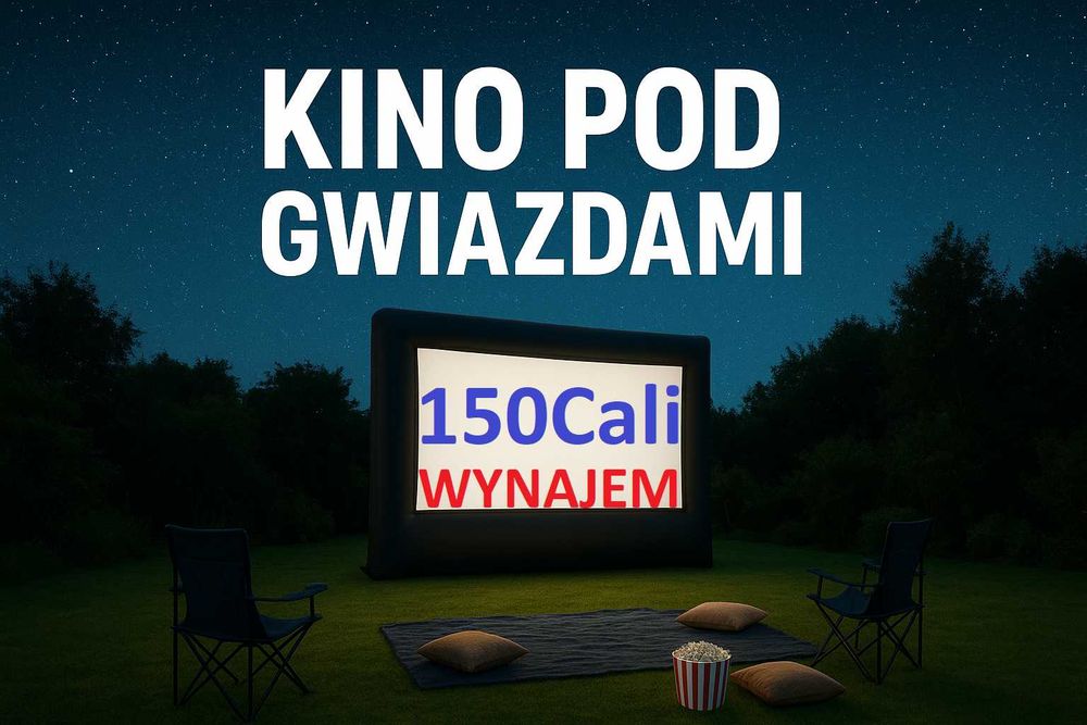 Kino plenerowe 150cali - projektor i ekran na twoja imprezę