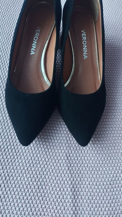 Buty czółenka skóra zamsz
