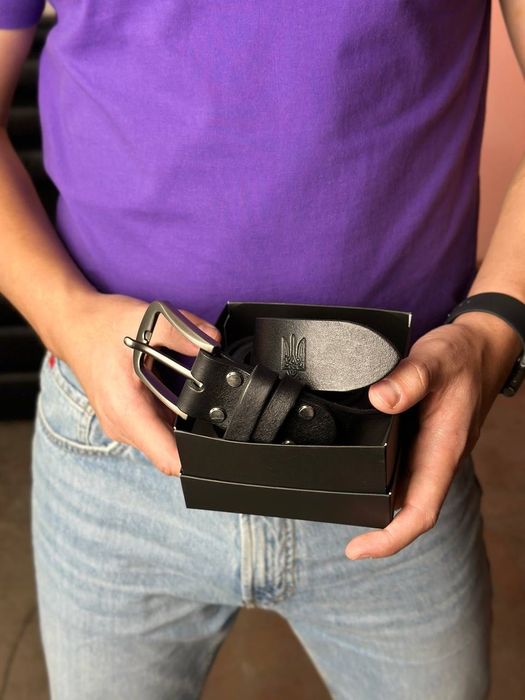 Чоловічий ремінь з натуральної шкіри Герб України