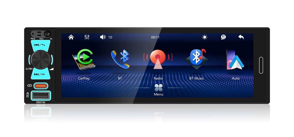 Rádio 1 Din C/ Bluetooth, Usb, CarPlay, Novo