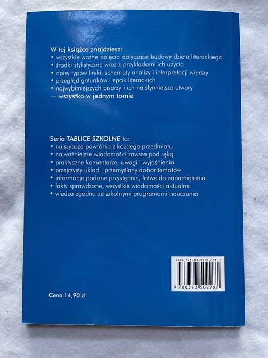 Tablice szkolne maturalne - literatura polska
