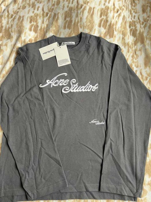 Acne Studios Long Sleeve Logo T-Shirt in Deep Blue L New