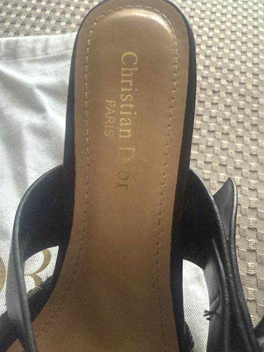 Klapki na obcasie niskim Dior 37 monogram