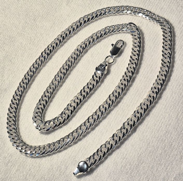 925 Posrebrzany jak Srebro Srebrny Łańcuszek Naszyjnik Pancerka 55cm