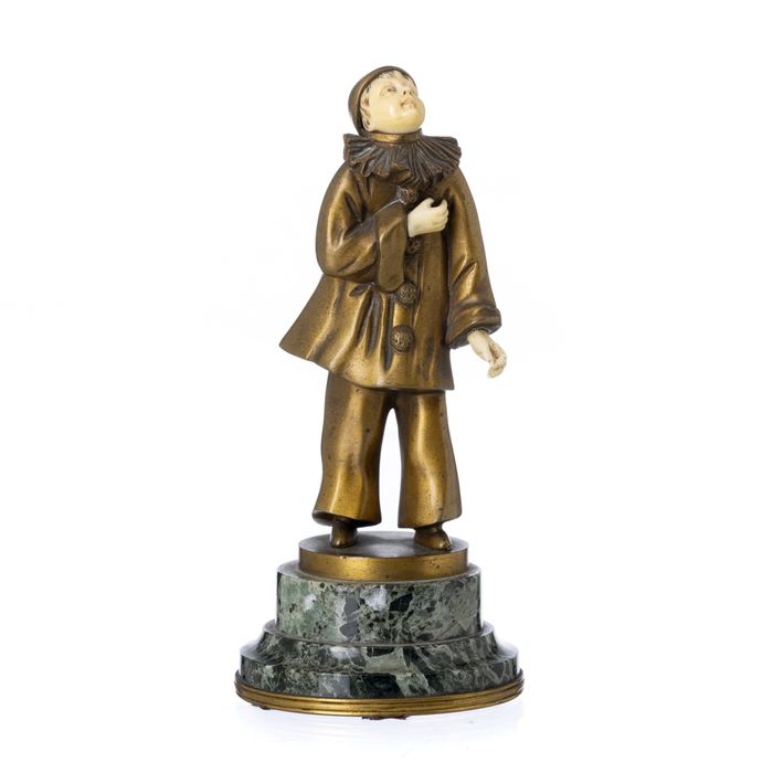 Escultura - Pierrot - Bronze dourado - Século XIX