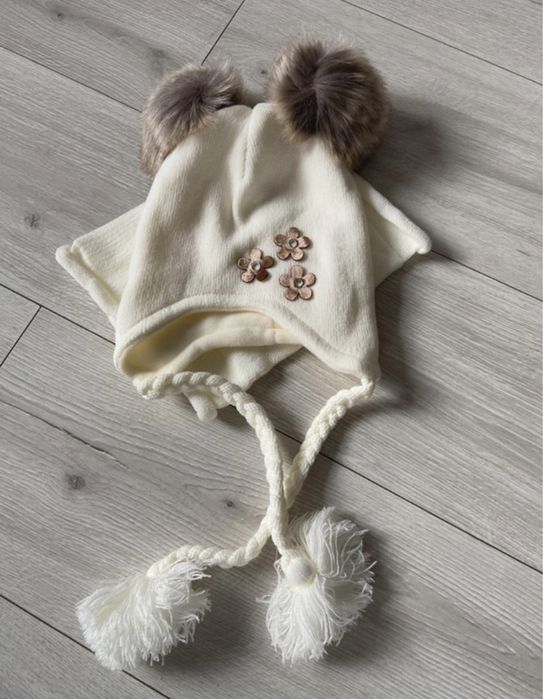 Czapka komin komplet zimowy dla dziewczynki 2-3 latka