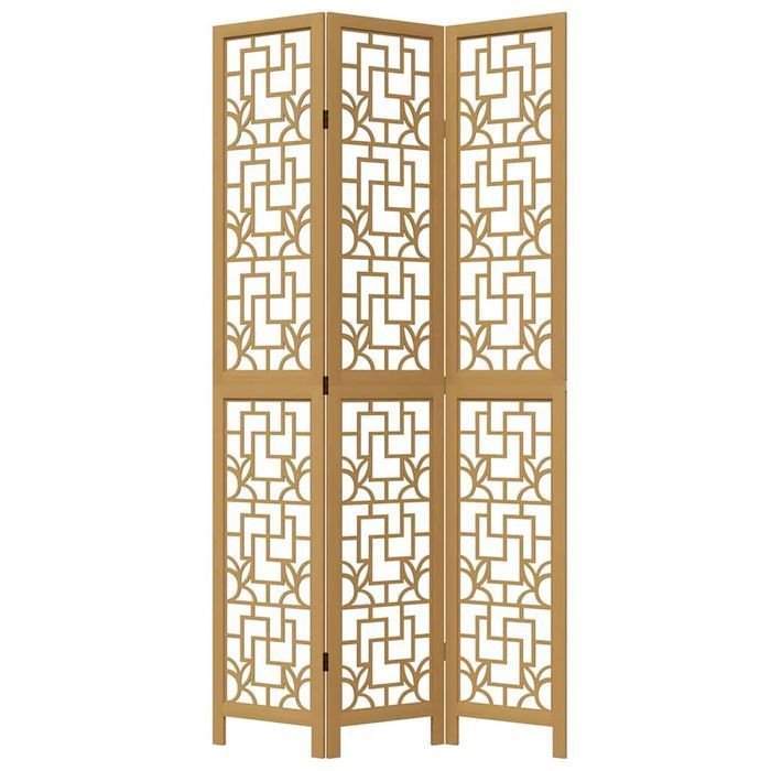 vidaXL Parawan pokojowy, 3-panelowy, lite drewno paulowni
