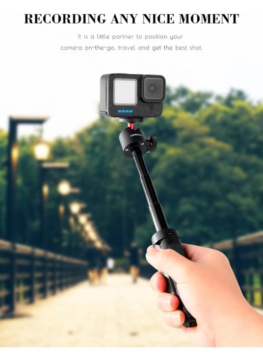 Lammcou Mini statyw do kamery sportowej z drążkiem przedłużającym
