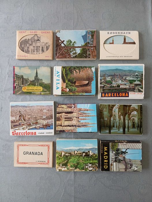 Coleção de carteiras de postais em miniatura do Mundo