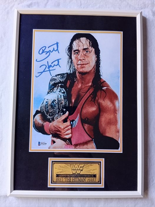 Moldura WWF/WWE - Bret "The Hitman" Hart com Autógrafo (A4)