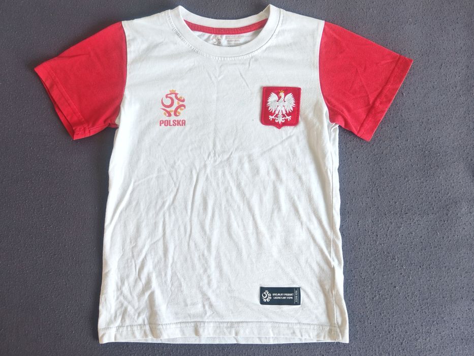 116 122 T-shirt Polska piłka nożna PZPN biała Koszulka kibica Bluzka