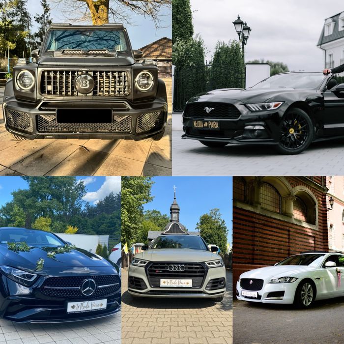 Auto na wesele do ślubu Jaguar Mustang kabriolet Mercedes brabus G bus
