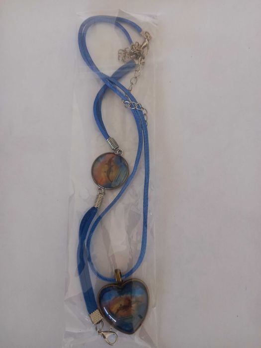 Conjunto pulseira e colar com 2 golfinhos