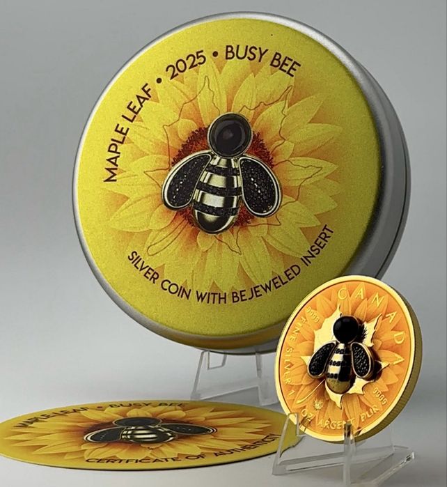 Унікальна, колекційна монета " Кленовий лист"- Busy Bee" СРІБЛО. 2025р