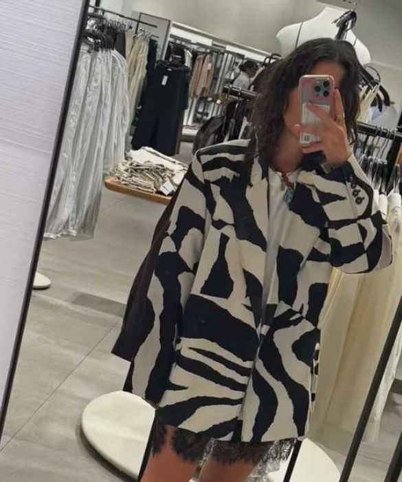 Marynarka oversize w zebrę | Contrast Stitch |