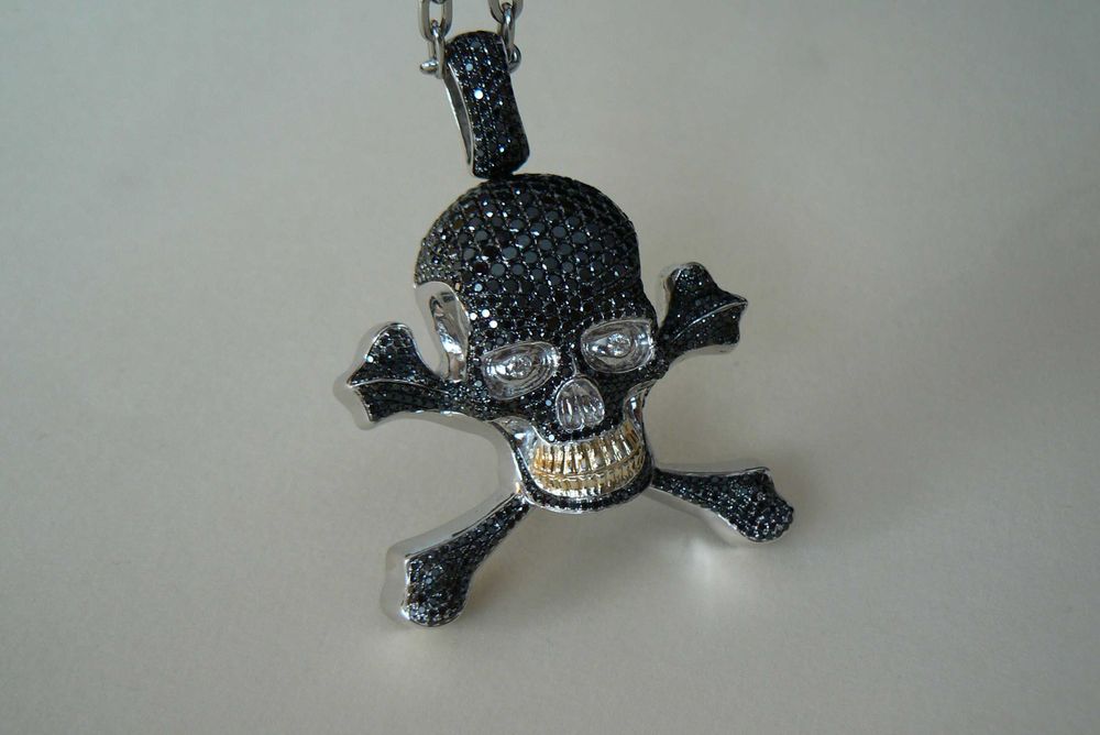 JOE RODEO SKULL złoto 14K gold  czacha plein brylanty diamenty 9,60ct