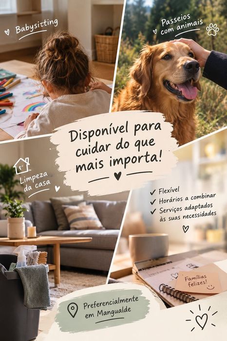 Babysitting, cuidado de animais ou limpezas em part-time
