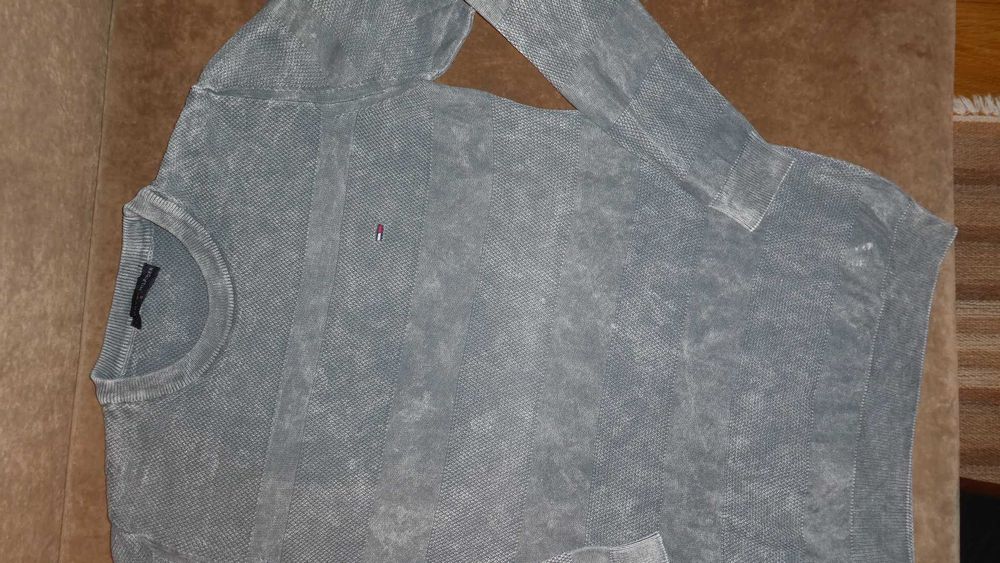 TOMMY HILFIGER sweter męski szary j.nowy S/M