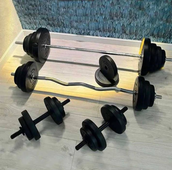 НАЙНИЖЧА ЦІНА! Набір штанга + гантелі 36 50 52 62 72 92 119 кг лавка