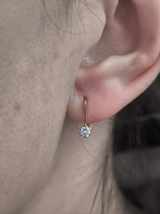 Серьги золотые с бриллиантами (1.48гр)