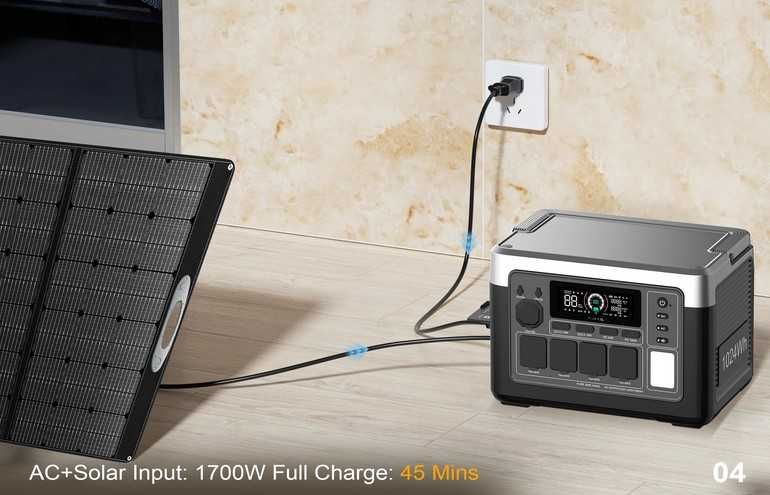 Estação Energia Oukitel 1800W/3600W MPPT 500W 1024Wh LifePO4 BT WI-FI
