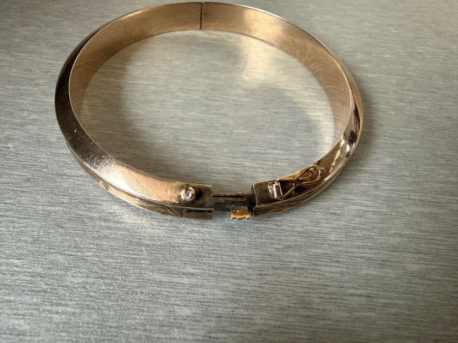 Sztywna Złota Bransoletka Vintage grawer 18g P333