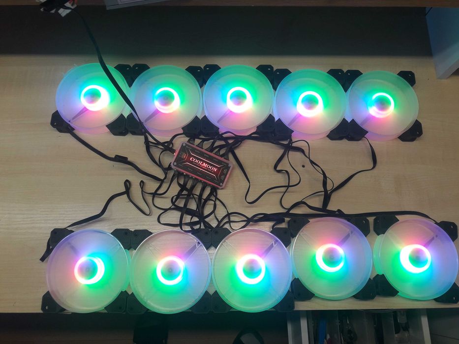 Wentylatory komputerowe 120x120mm ARGB 10szt+kontroler z pilotem