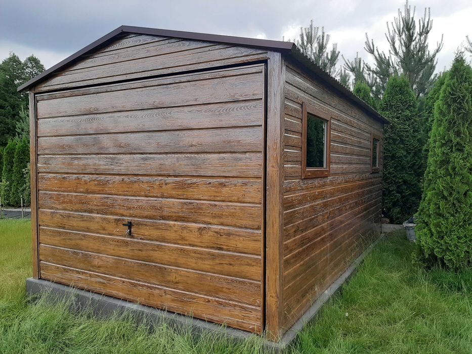 Garaż Blaszany 3mx5m Imitacja Drewna