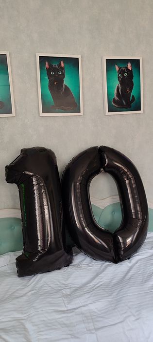 Кульки цифра 10 чорного кольору