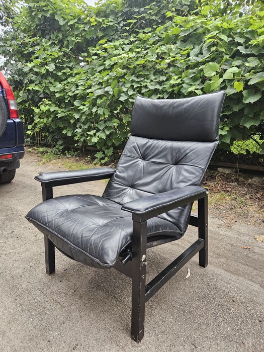 Skórzany fotel prl lata 80