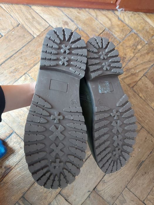 36/ 37 khaki trapery, botki z cholewka za kostkę, na zamek, ocieplane