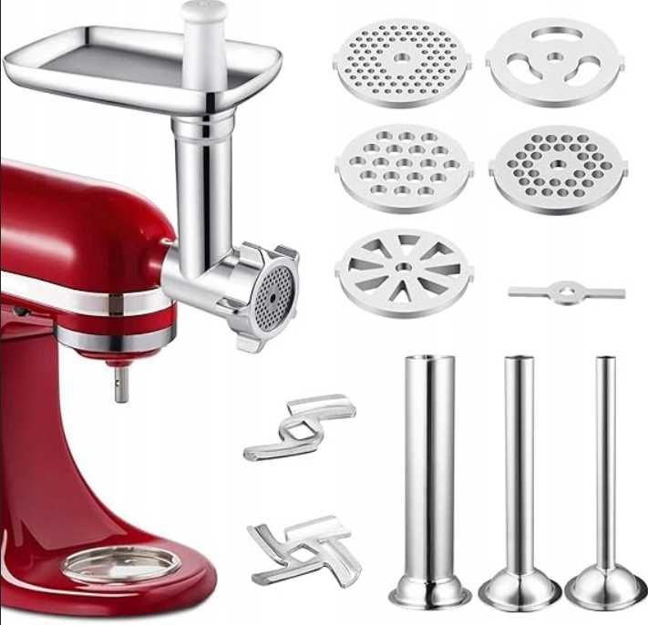 Akcesoria do Mielenia Mięsa do Mikserów KitchenAid 5Tarcz 3Rurk 2Ostrz