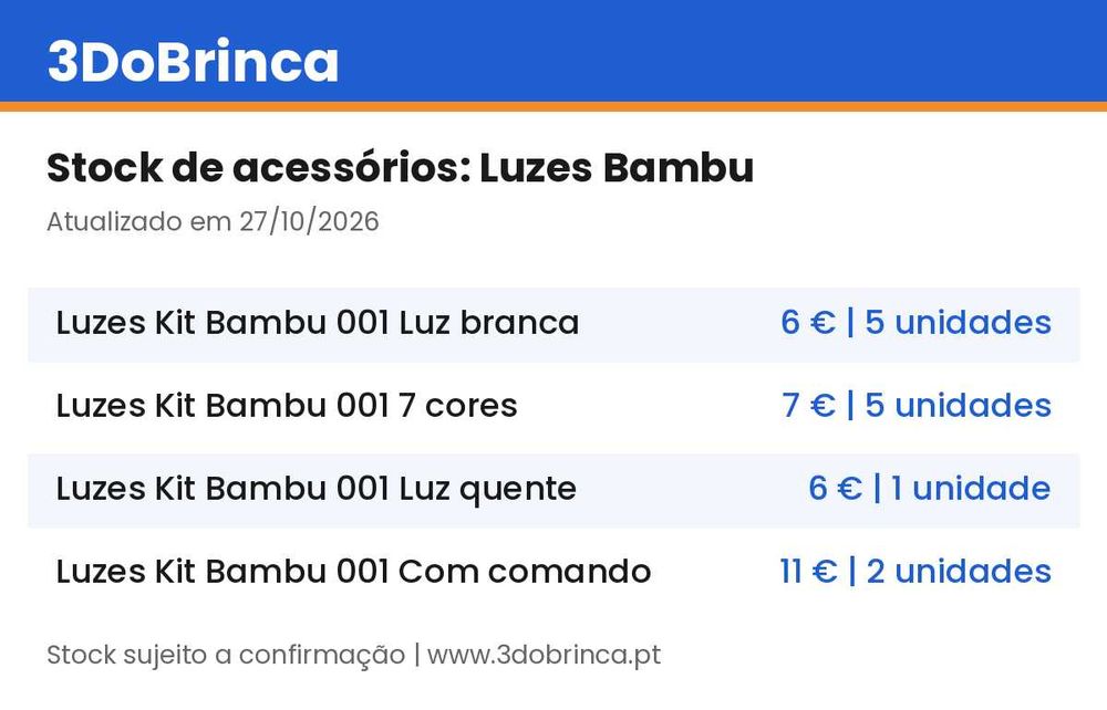 Kit luzes LED para impressora Bambu Lab - varias versoes