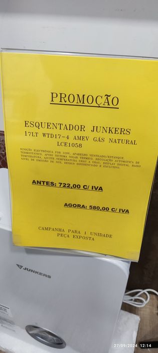 Esquentador Junkers 17 L Novo