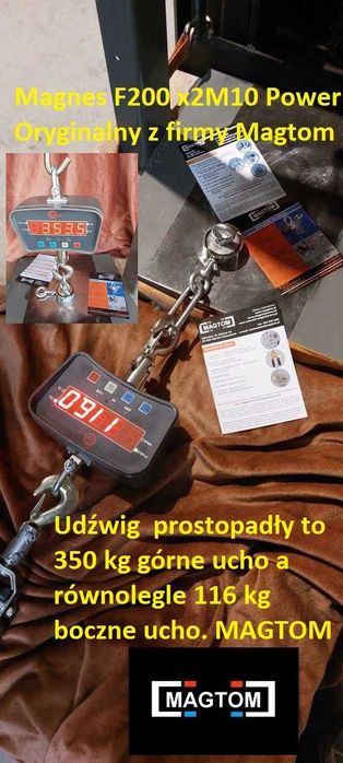 Magnes neodymowy F200x2 uchwyt boczny górny lina 8mm 25m komplet