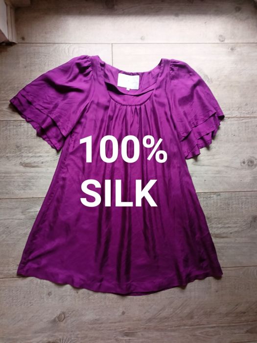 Sukienka jedwab 100% marki designers remix, kolor mocny fiolet, s m