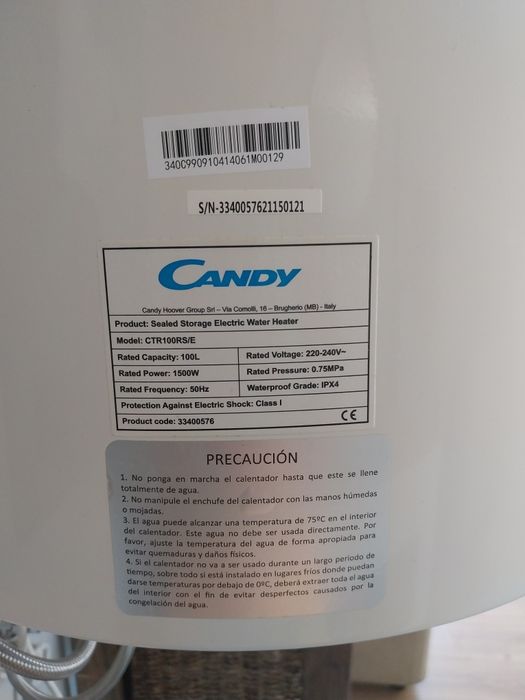 termoacumulador elétrico Candy CTR100RS/E