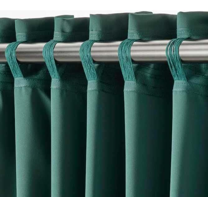 NOWE IKEA MAJGULL 145x300 Ciemno Zielone Zasłony Komplet Para 2 Szt