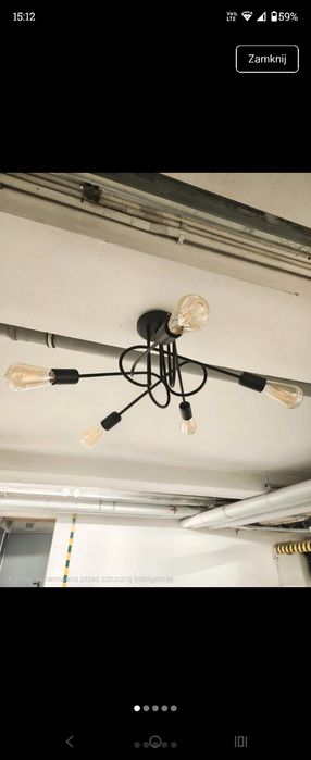 Czarna lampa sufitowa 5-punktowa loft + 5 żarówek Led E27