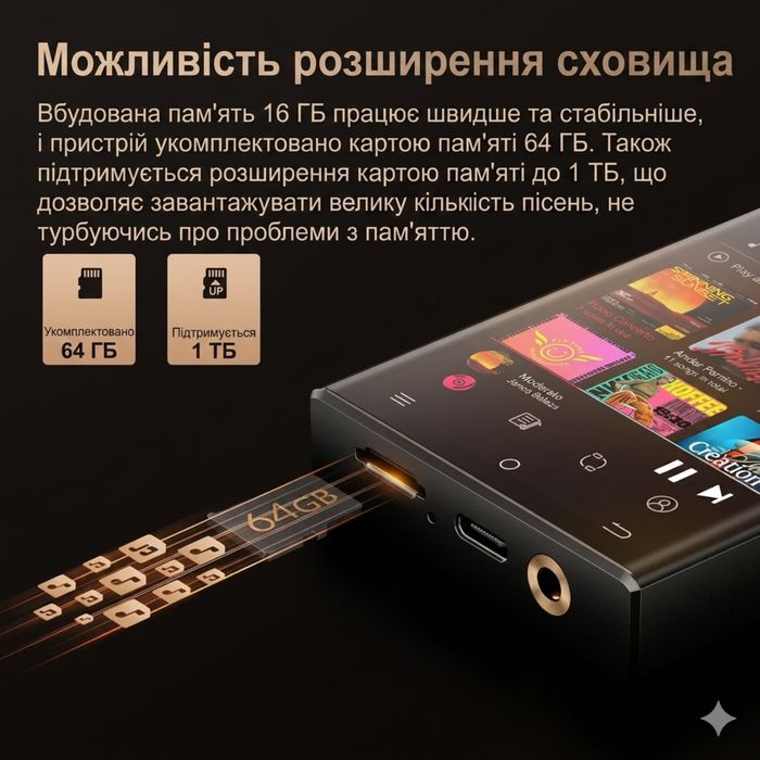 Оригінальний Аудіоплеєр OilSky M308 з підтримкою LDAC DSD512 ESS ES9018Q2M MAX97720 80GB