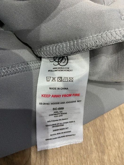 bluza Siksilk z kapturem na zamek Szary Essentials Poliester Full Zip