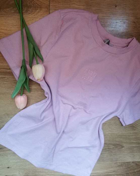 Liliowa prążkowana bluzka clockhouse top s-m