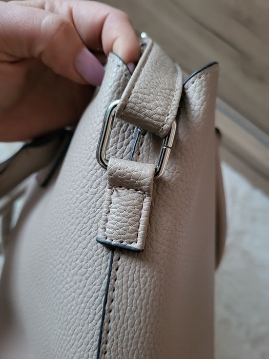 Beżowa torba szoperka torebka shopper bag