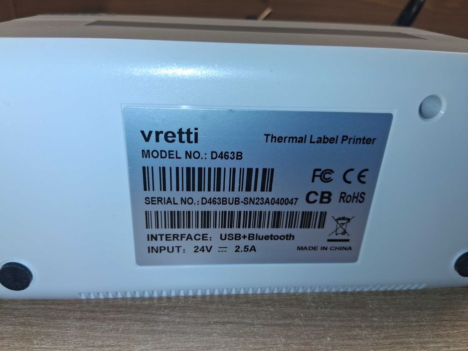 M158 Drukarka Etykiet Termiczna Vretti D463B USB Bluetooth