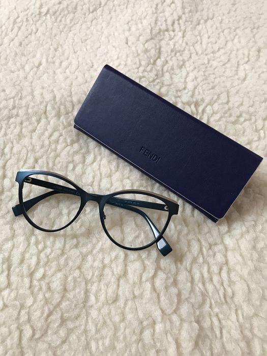 Turkusowe włoskie oprawy okularowe, okulary oprawki korekcyjne Fendi